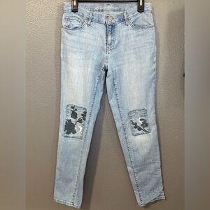 Eddie Bauer Light Wash Floral Patch Jeans size 4